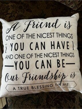Friendship Quote Decorative Throw Pillow - Black on Cream